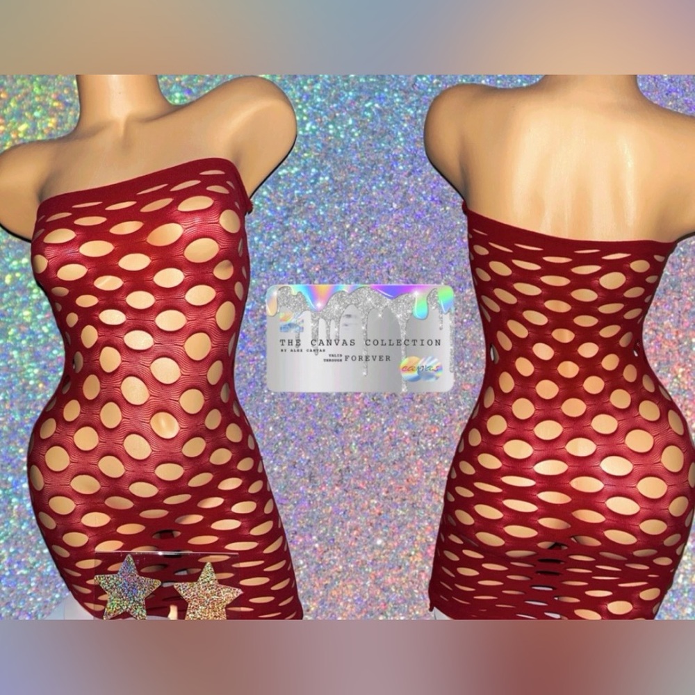 EXOTIC STRIPPER/ DANCE WEAR: BURGUNDY 1 PIECE DRESS